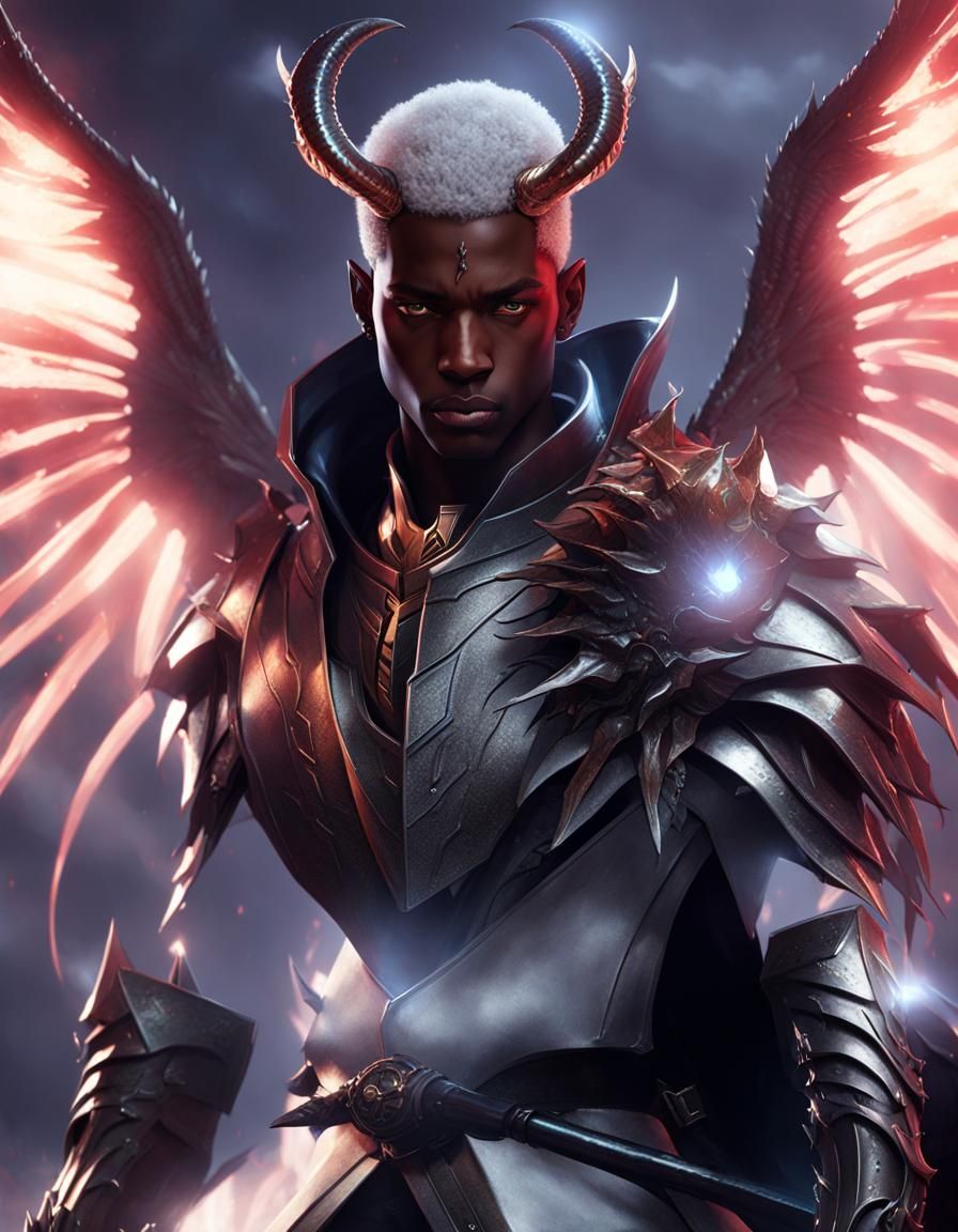 Dragon Horned Demon in Dark Fantasy Style