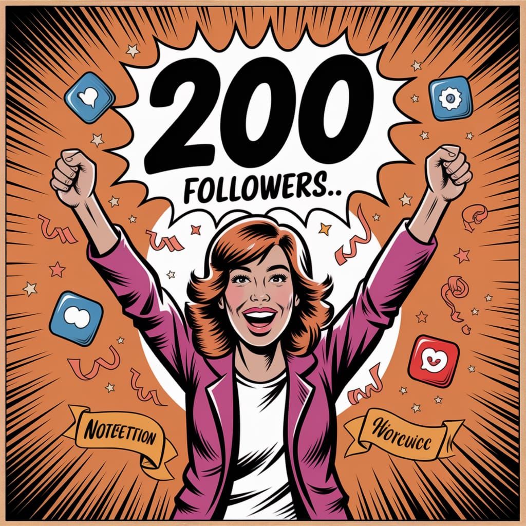 Joyful Social Media Milestone in Vintage Comic Style