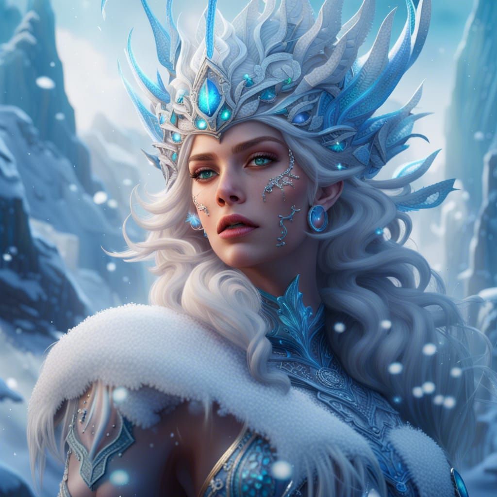 Snow Goddess in a Detailed Matte Painting