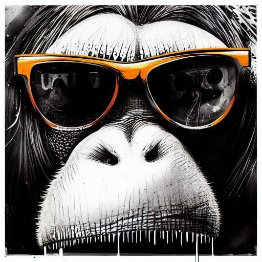 Orangutan with Sunglasses: Speedpaint Drip Painting