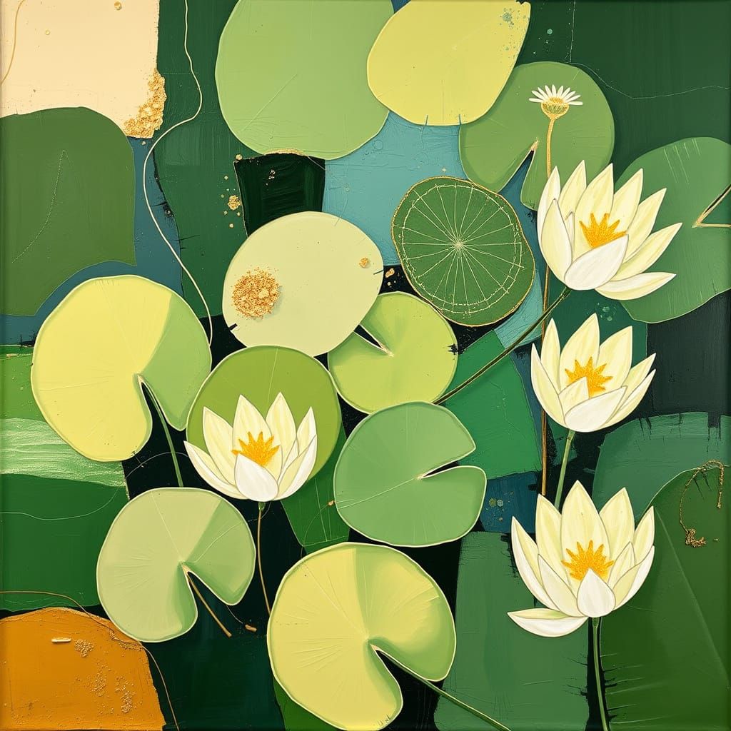 Abstract Lily Pads in Mondrian Style