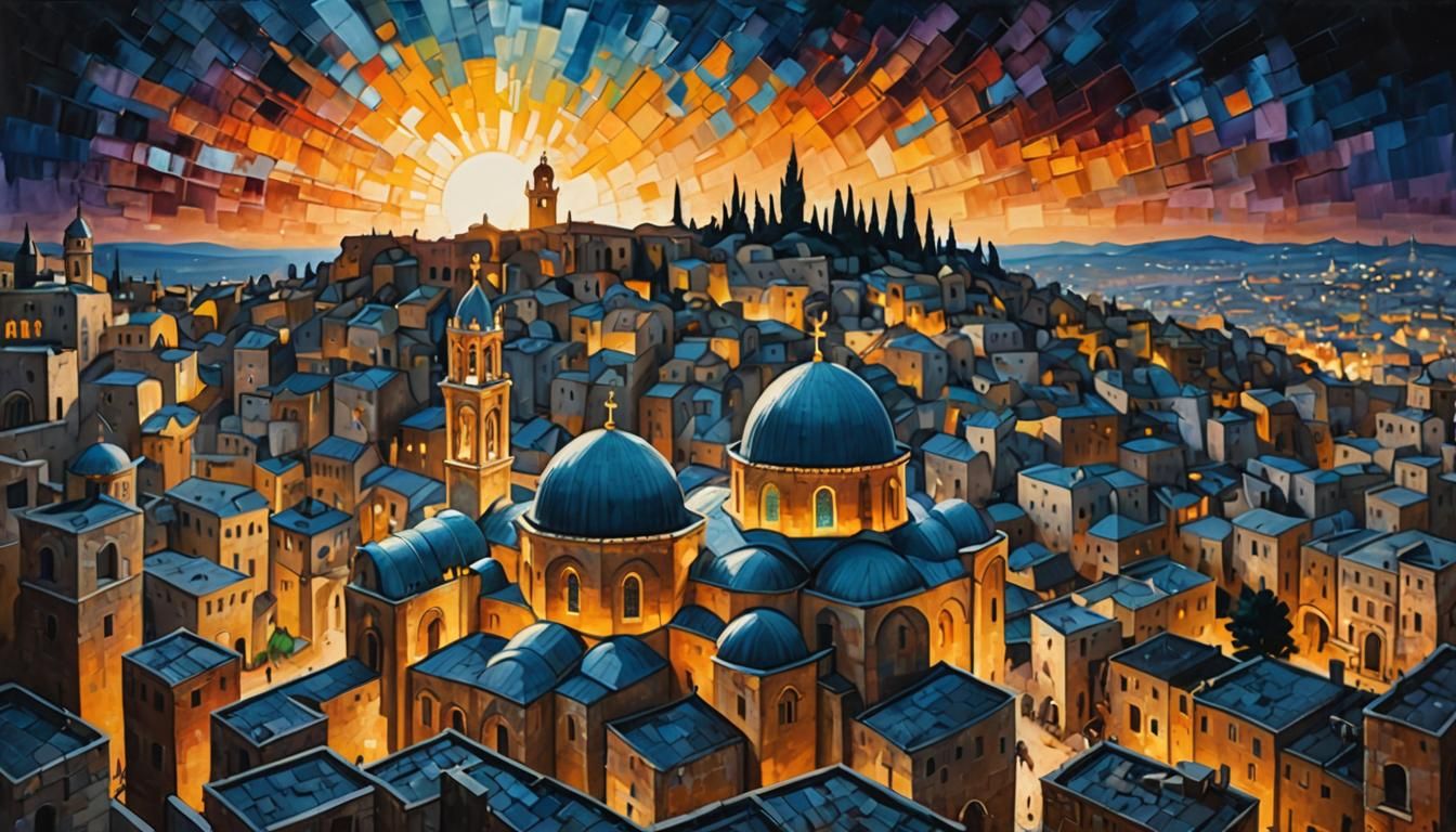 Jerusalem Skyline Oil Painting at Dawn