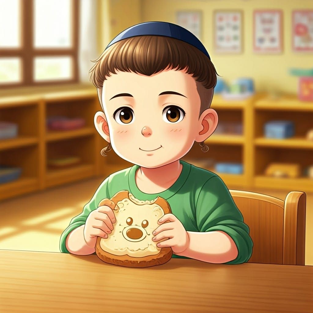 Ultra-Orthodox Boy Eats in Traditional Jewish Kindergarten S...