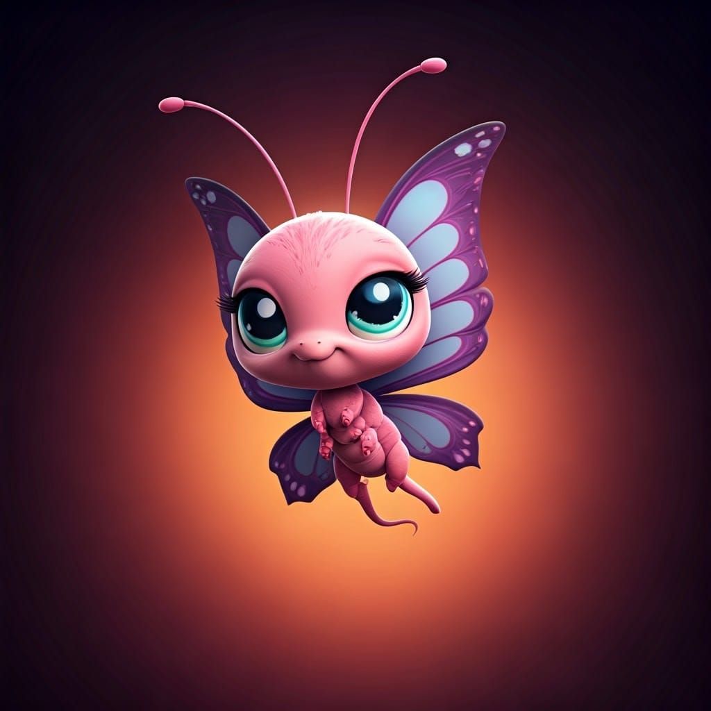 Vibrant Pink Butterfly with Regal Purple Wings and Shimmerin...