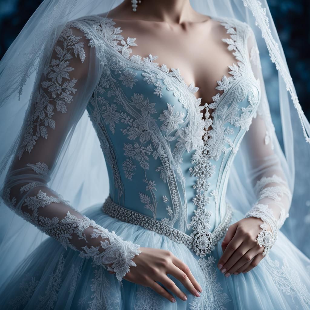 Ice Princess in Snow Lace Dress