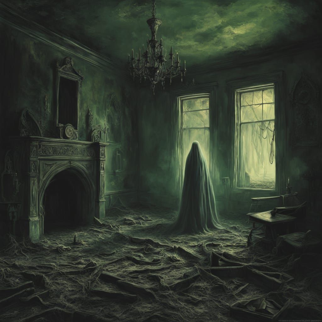Ghostly Portrait in a Haunting Abandoned Mansion