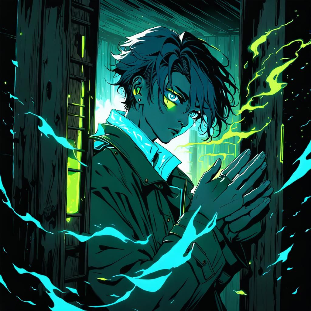 Cyberpunk Energy Portrait in Moody Lighting