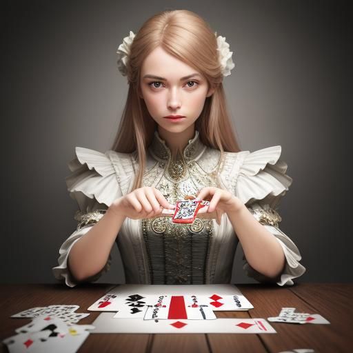 Young Girl Playing Cards in Softbox Photography Style