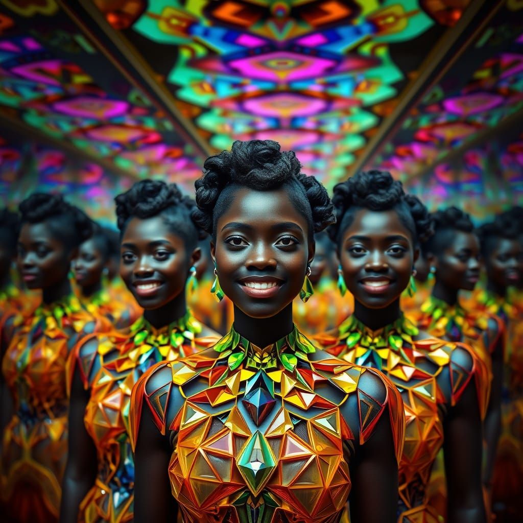Kaleidoscopic Reflections: Women in Geometric Attire