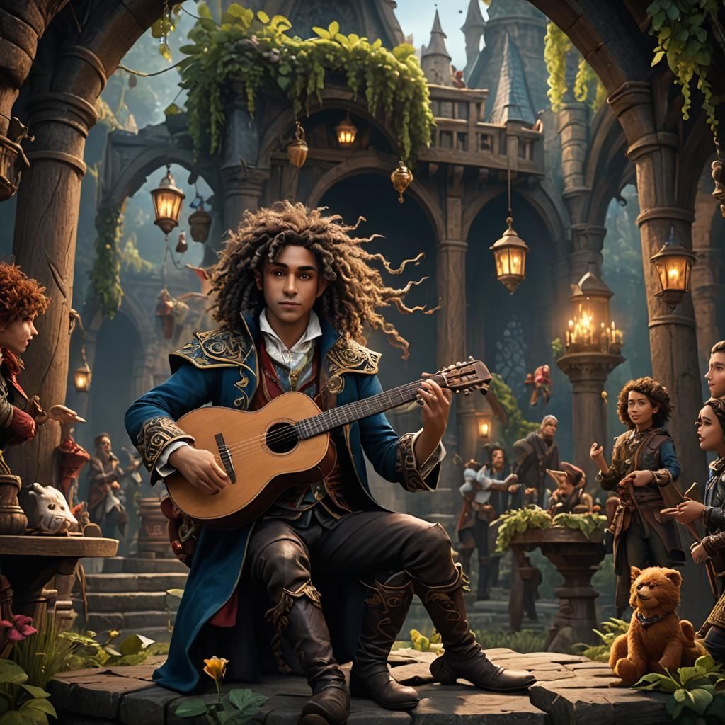 Half-Elf Bard Performing a Puppet Play