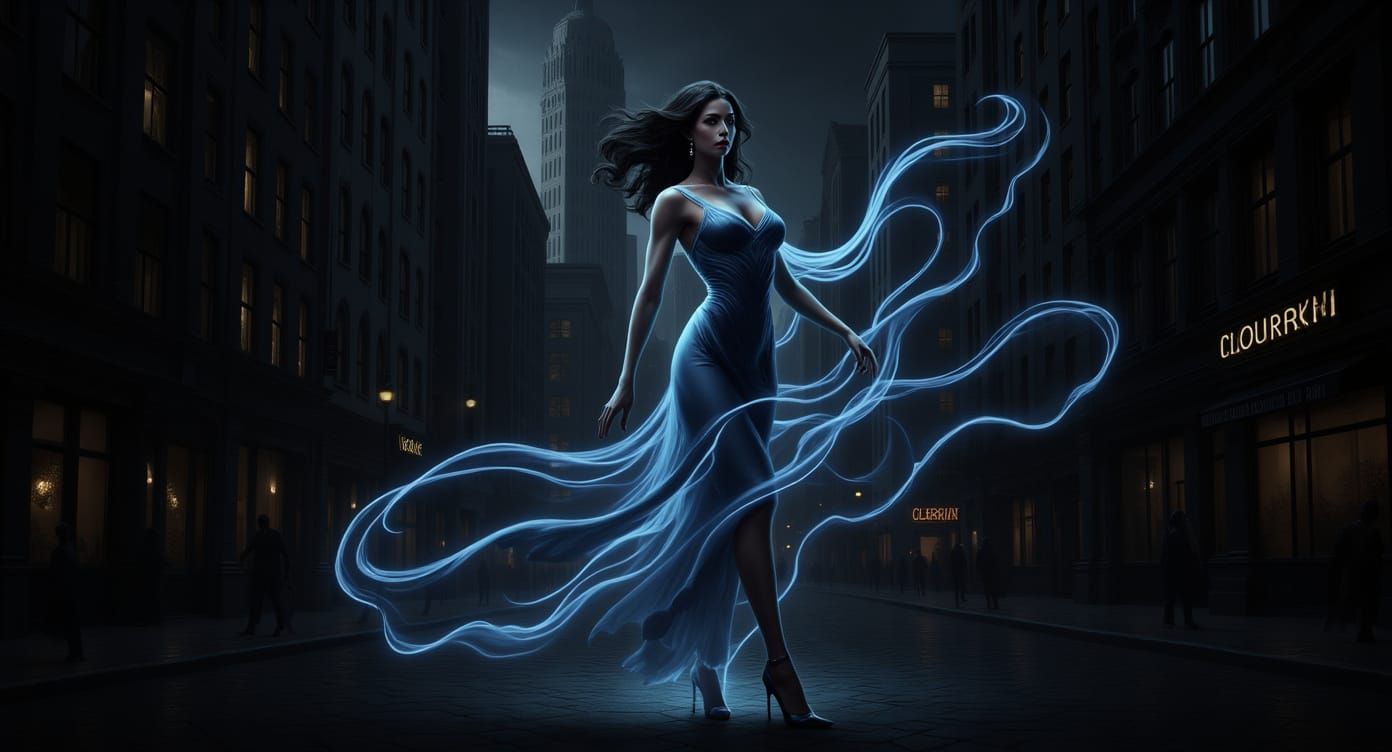 Ethereal Woman in Hyper-Realistic Metropolis