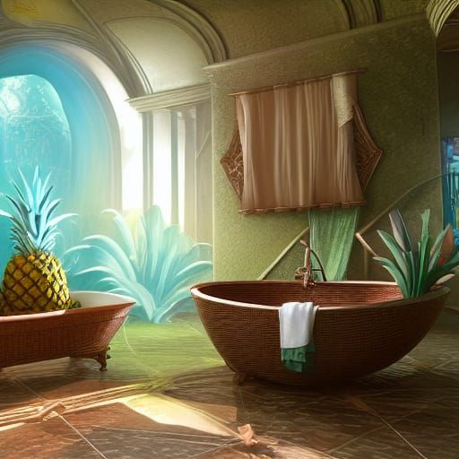 Fantastical Pineapple Bathtub Concept Art