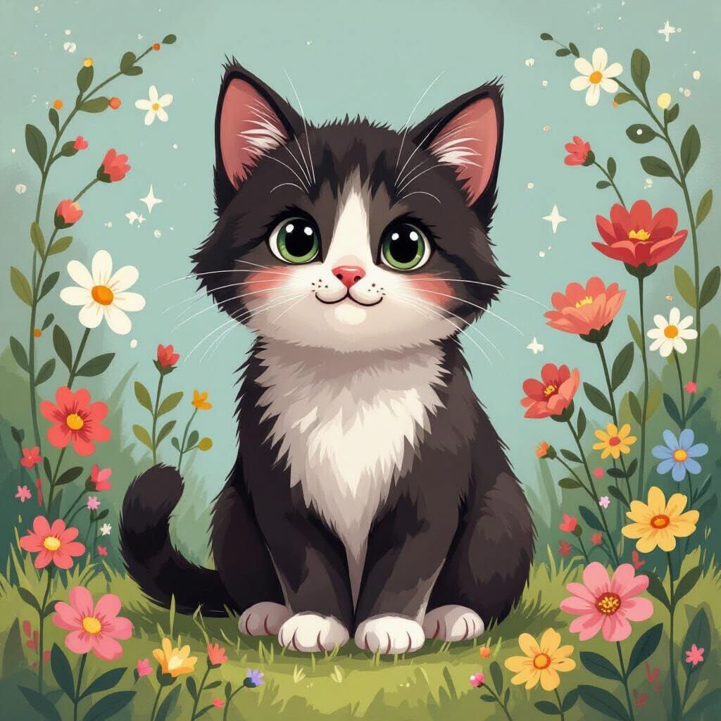 Charming Kitten Illustration Inspired by Beatrix Potter