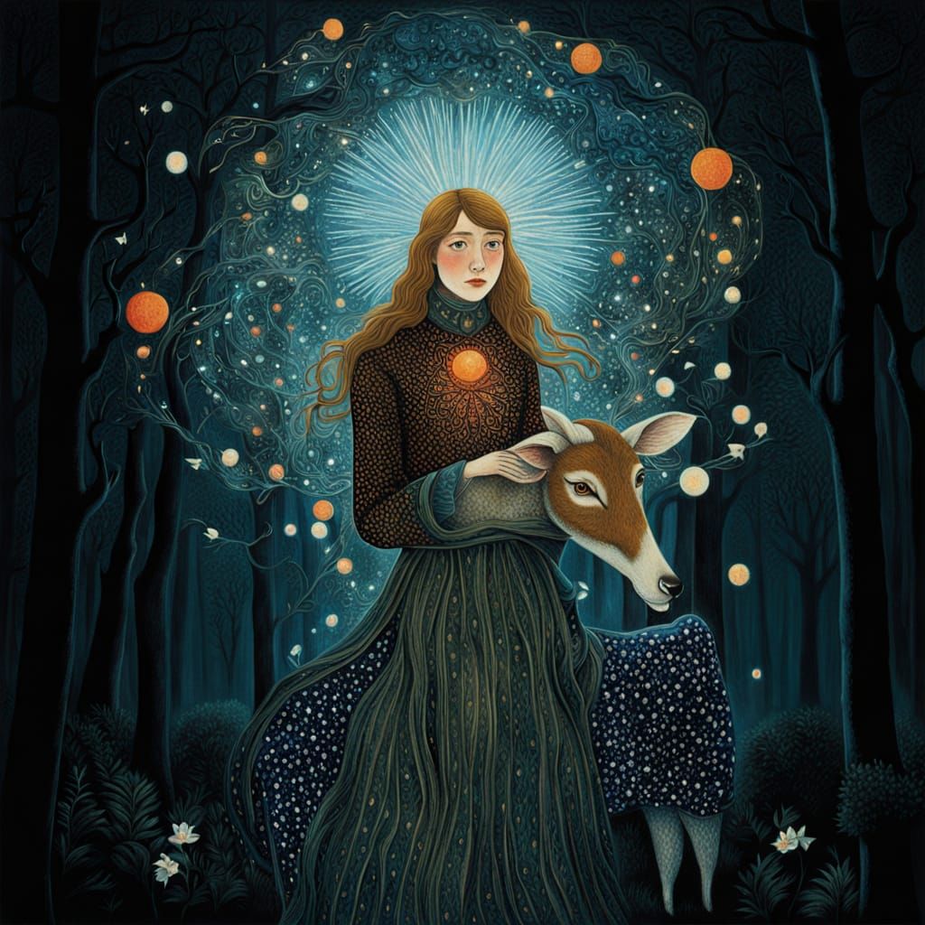 Mystical Shaman in Trance: Bio-Art Forest Vision