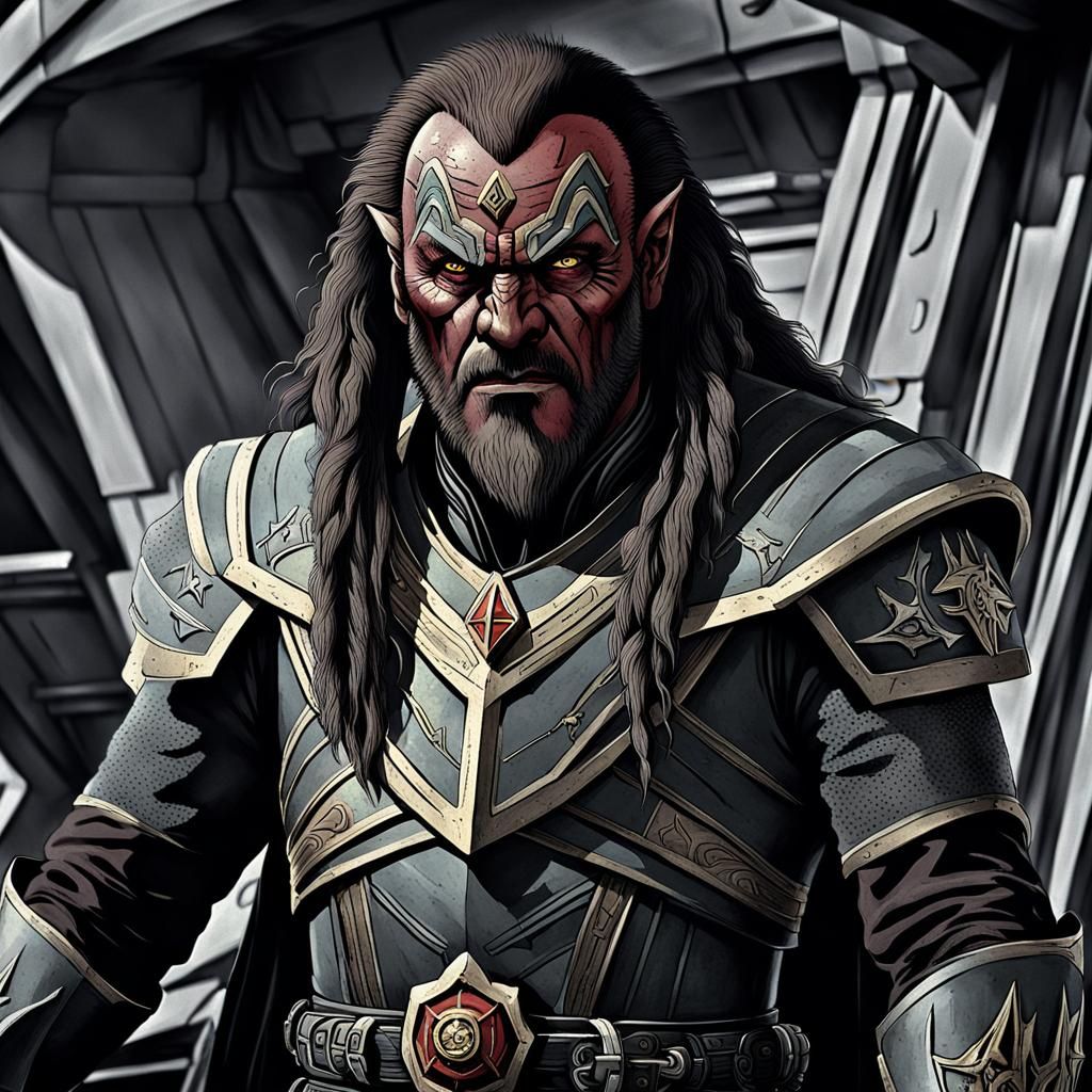 Klingon General Martok on the Bridge of Rotarran