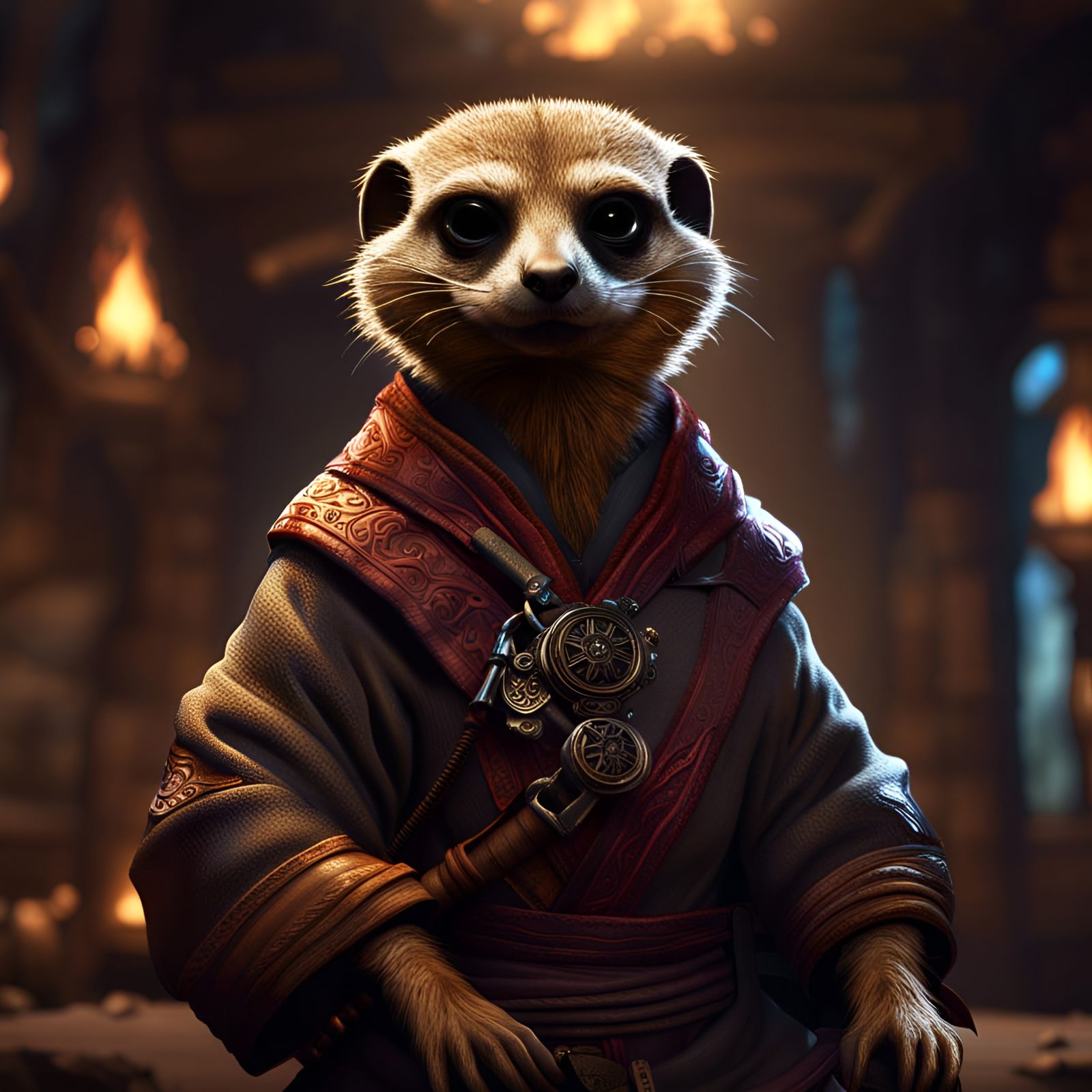 Meerkat Ninja in Dark Fantasy Style