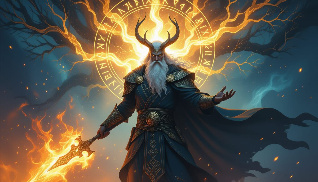 Odin's Divine Rebirth in Light and Flame