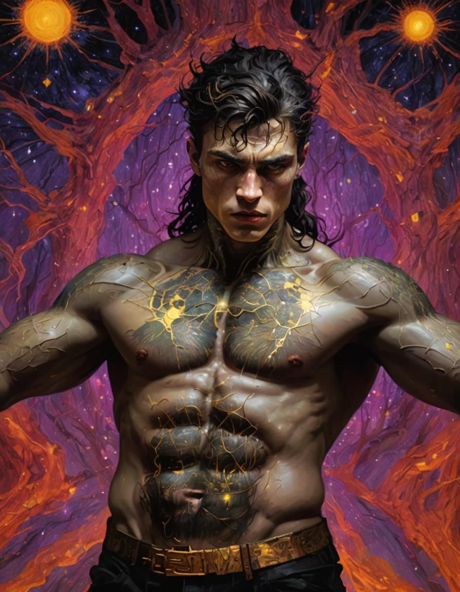 Mystical Forest God in Darkwave Surrealism Style