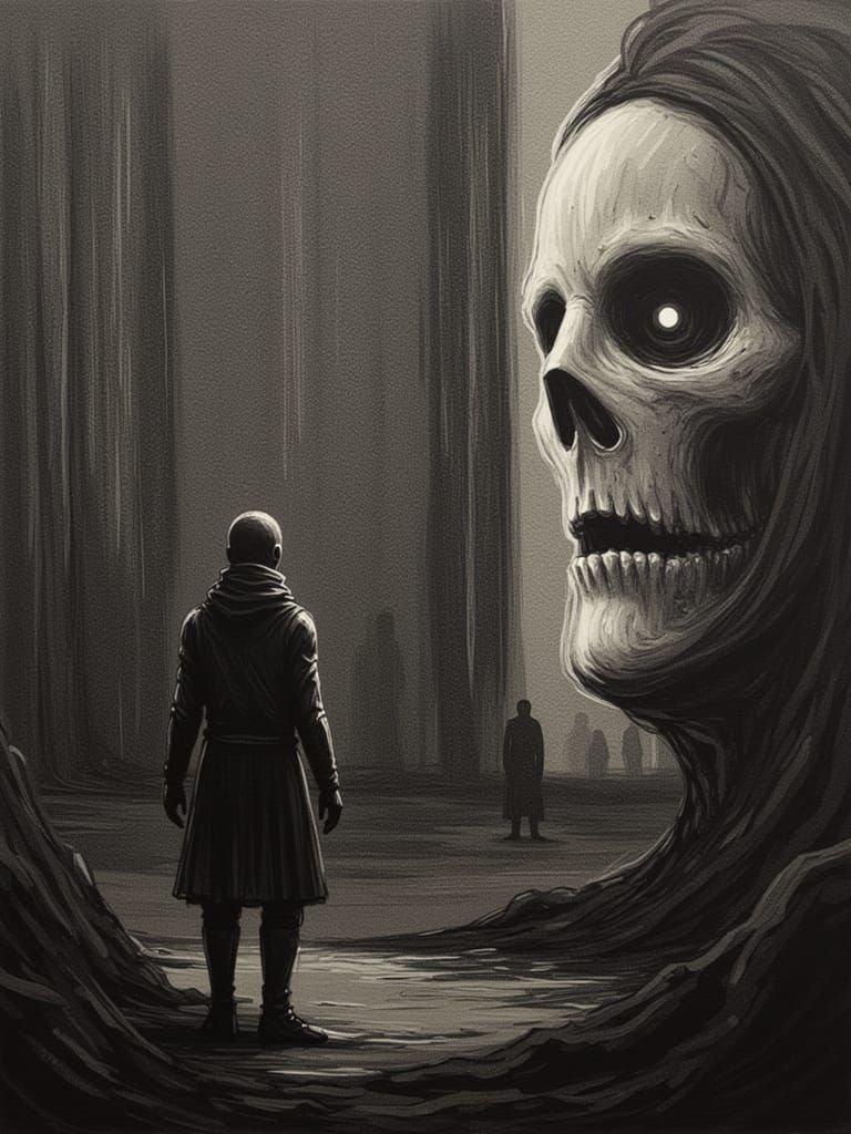 Biblical Verse Depicted in Dark Sepia Impasto Style