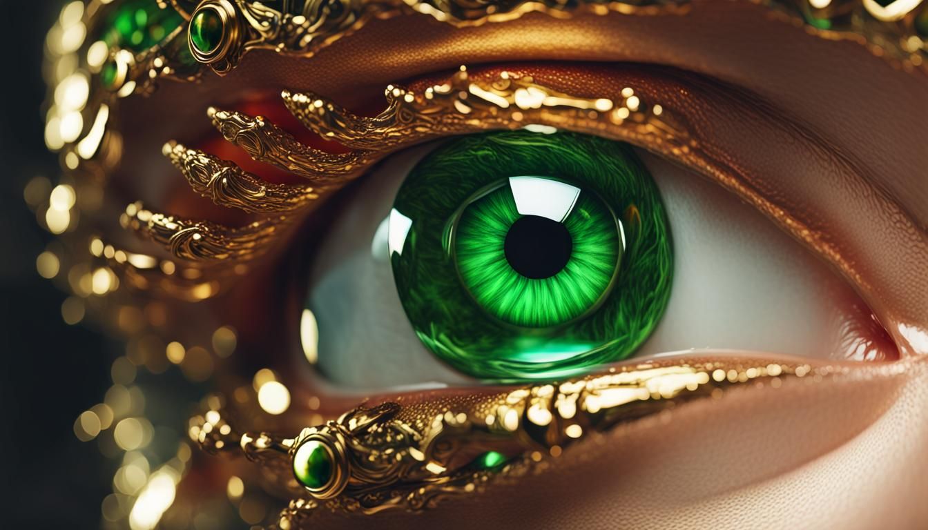 Fiery Eye: Faberge Style, Transparent Glass, 8K