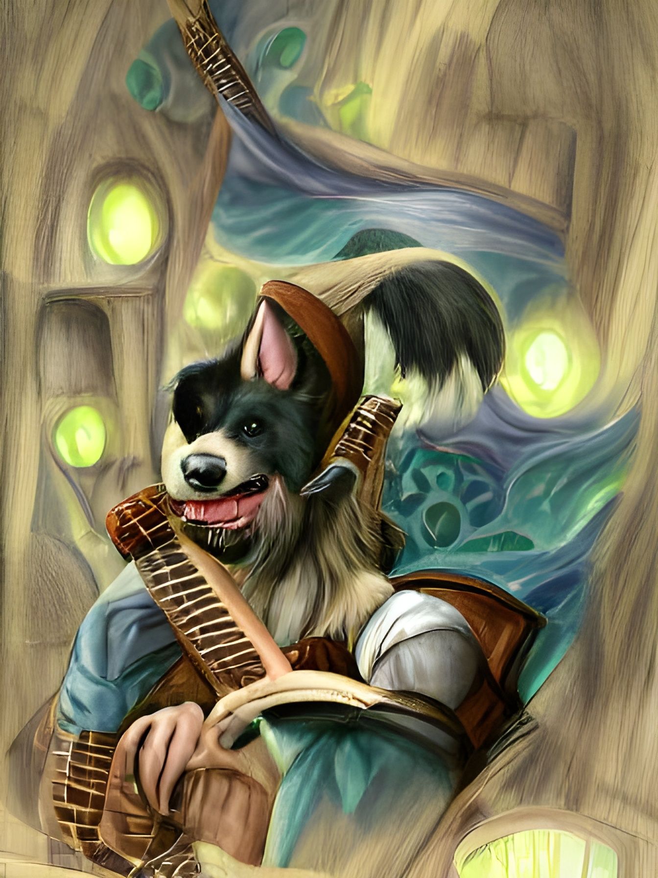 Dog Bard Fantasy Portrait