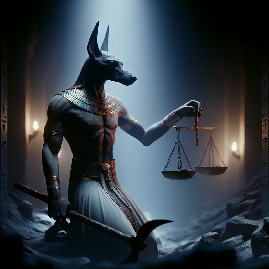 Anubis Judging Souls in the Underworld
