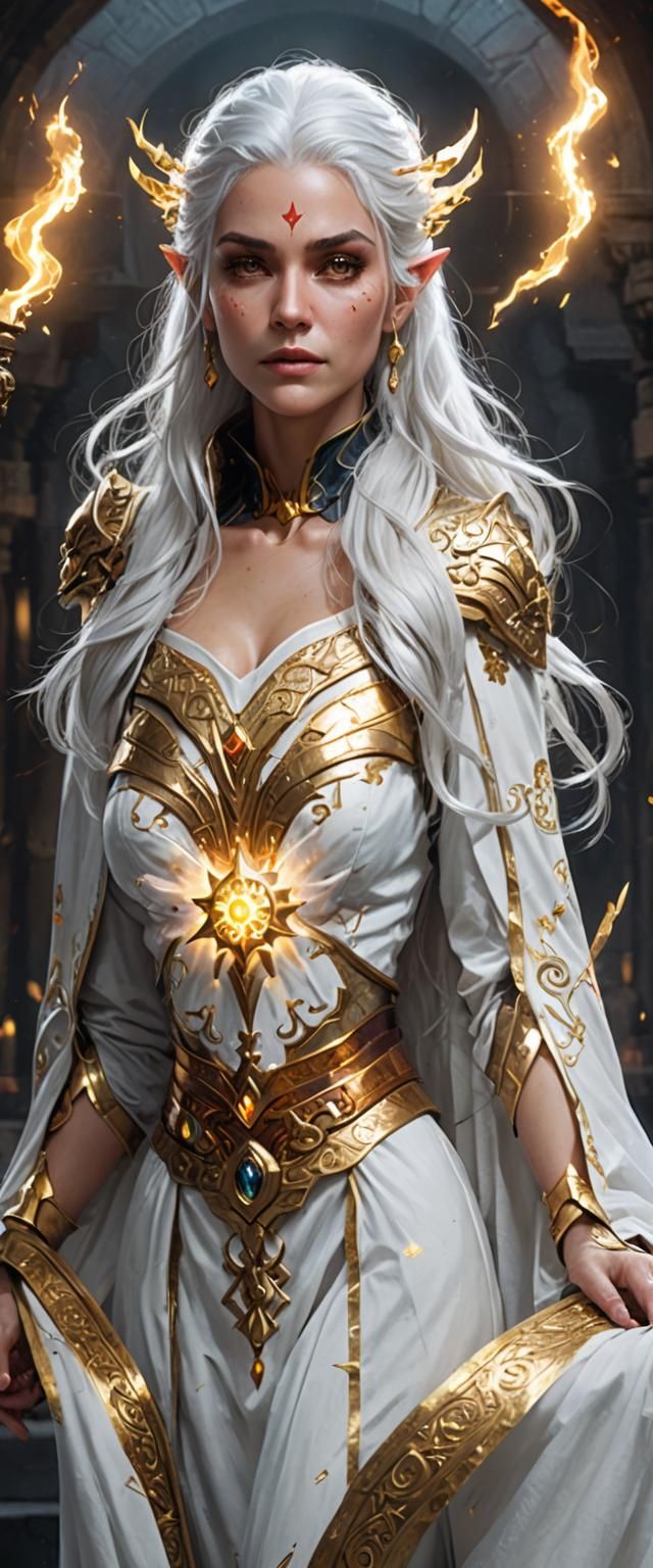 Celestial Warlock Casting Guiding Bolt in Dnd Style