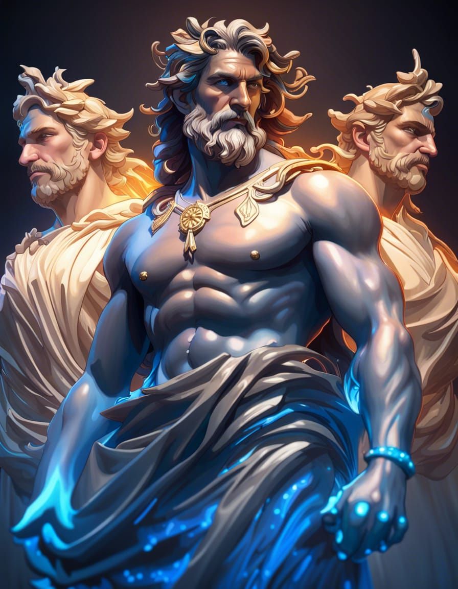 Greek God Portrait in Art Nouveau Style