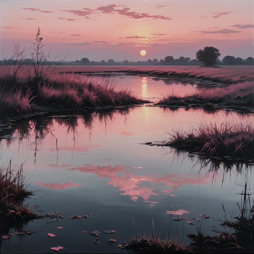 Surreal Landscape with Microphone, Oil Painting