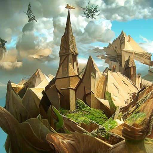 Non-Euclidean geometry landscape Beautiful Fantasy illustrat...