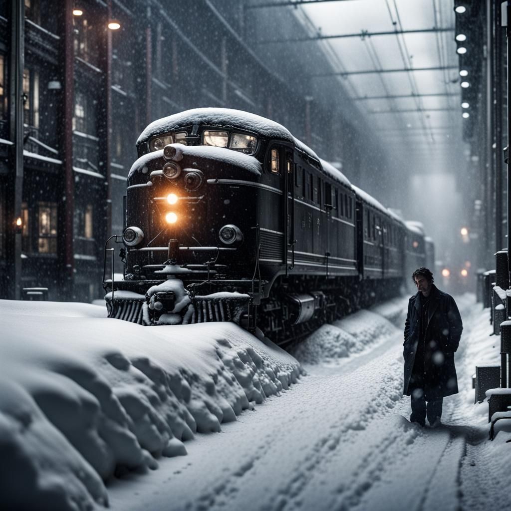 Hyperrealistic Snowpiercer Train in Cinematic Detail