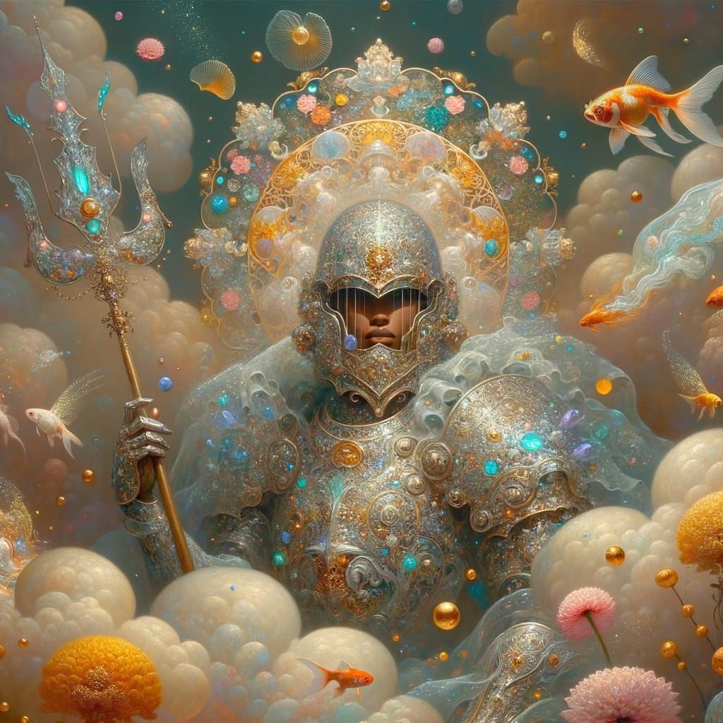 Hispanic Woman in Glass Armor, Matte Oil Painting