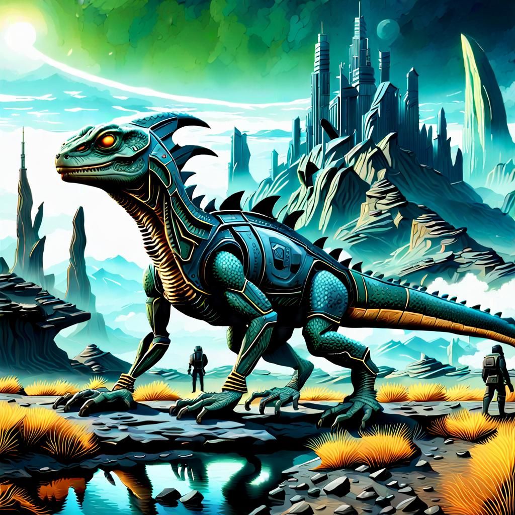 Alien Lizard in a Brutal Bio Punk World
