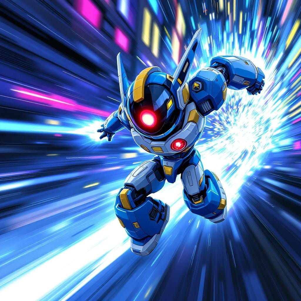 Blitz the Tape Bot Races Through Future Cityscape