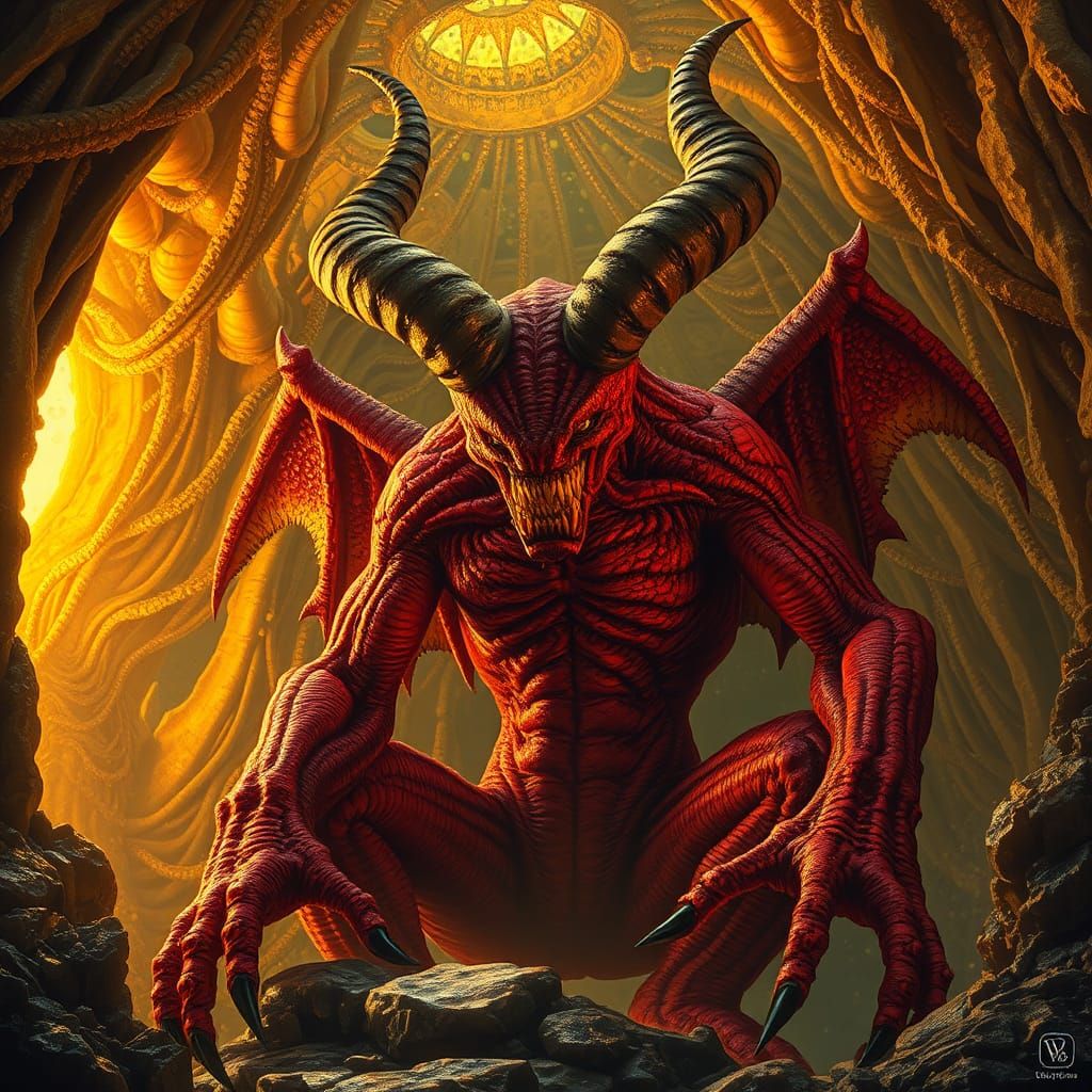 Demon in Golden Grotto, Dark Concept Art