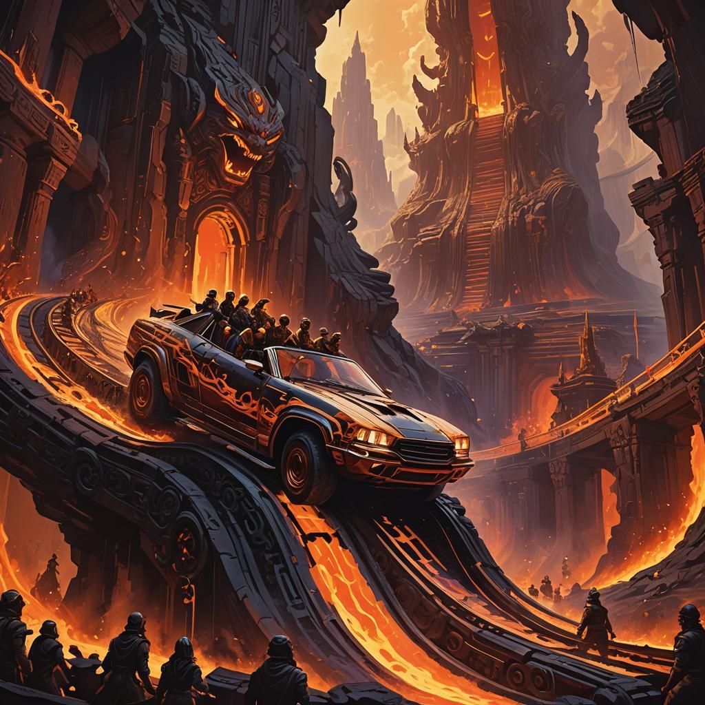 Lava Rollercoaster Adventure in Ancient Temple
