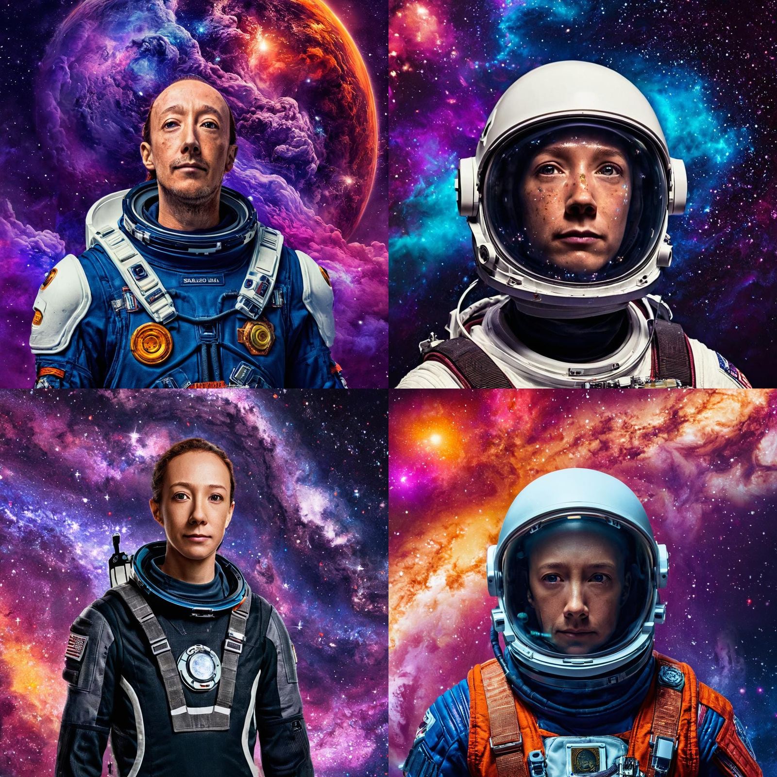 Astronaut Dog Portrait in Swirling Galaxies