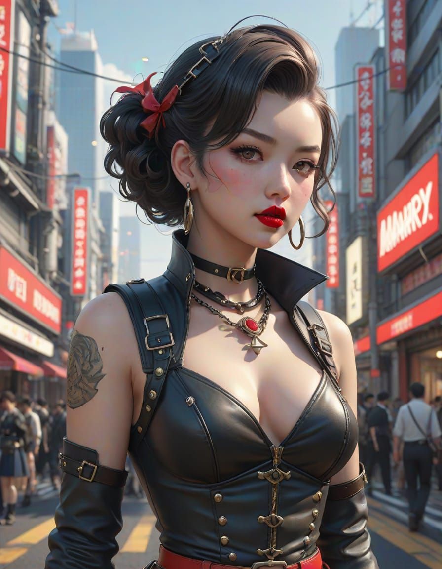 Harajuku Pin-Up Girl in Tokyo Streets