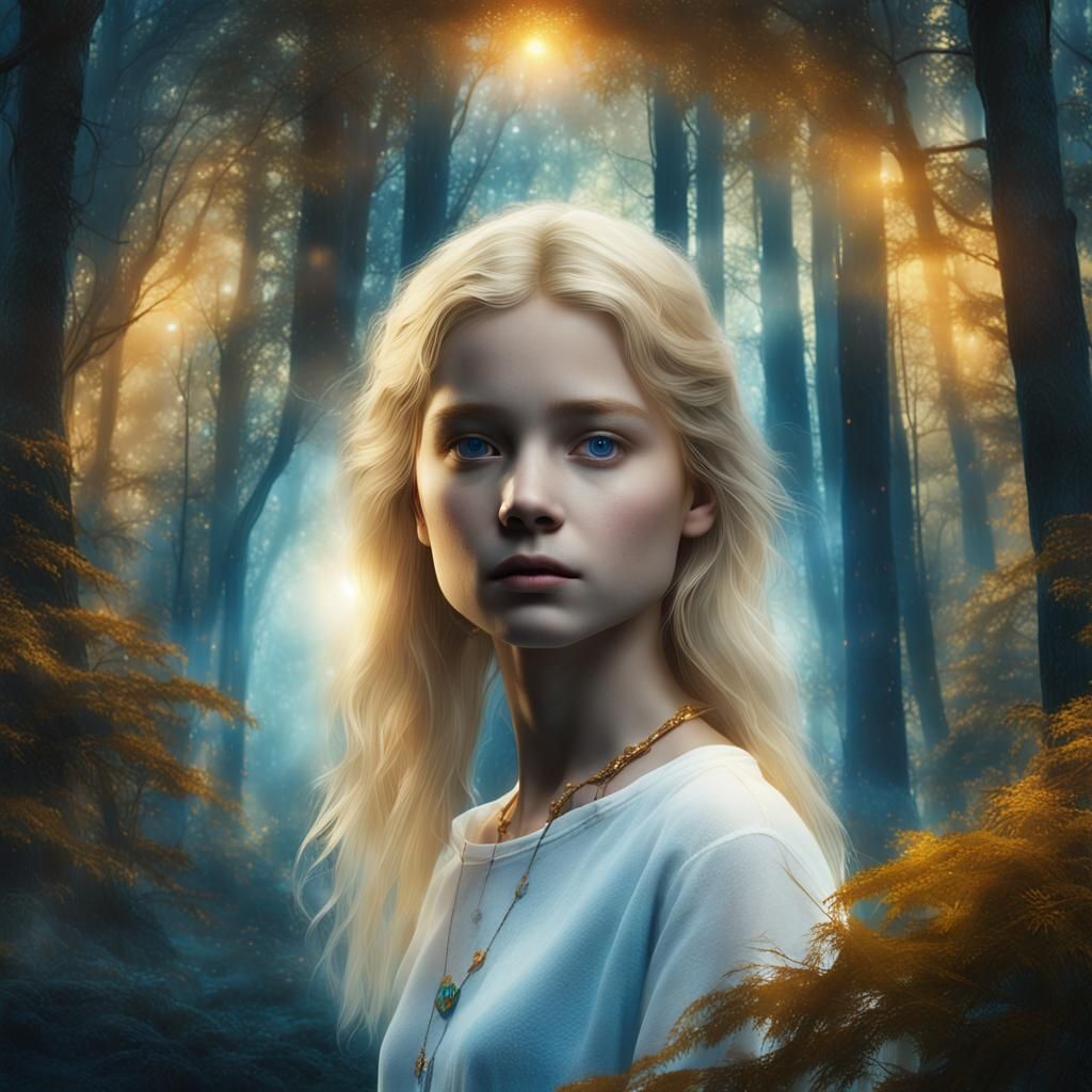 Teen Girl in Mystical Forest: Fantasy Concept Art