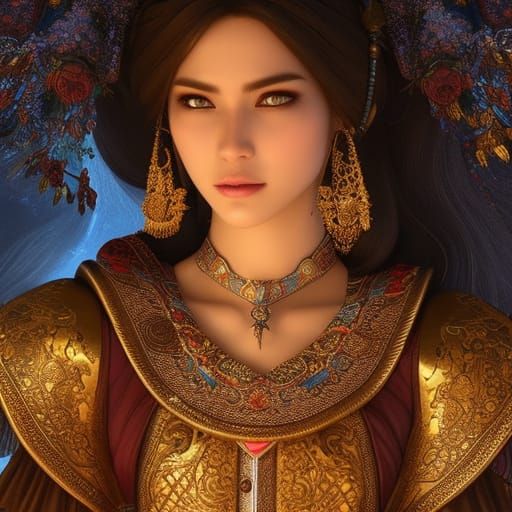 Medieval Peasant Woman Portrait in Hyperdetailed Style