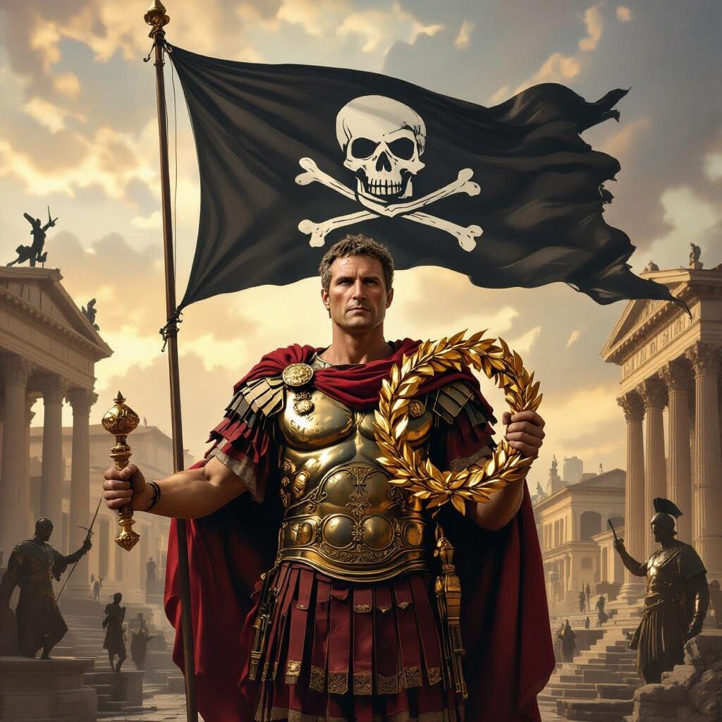 Julius Caesar Embodies Invictus With Pirate Flag