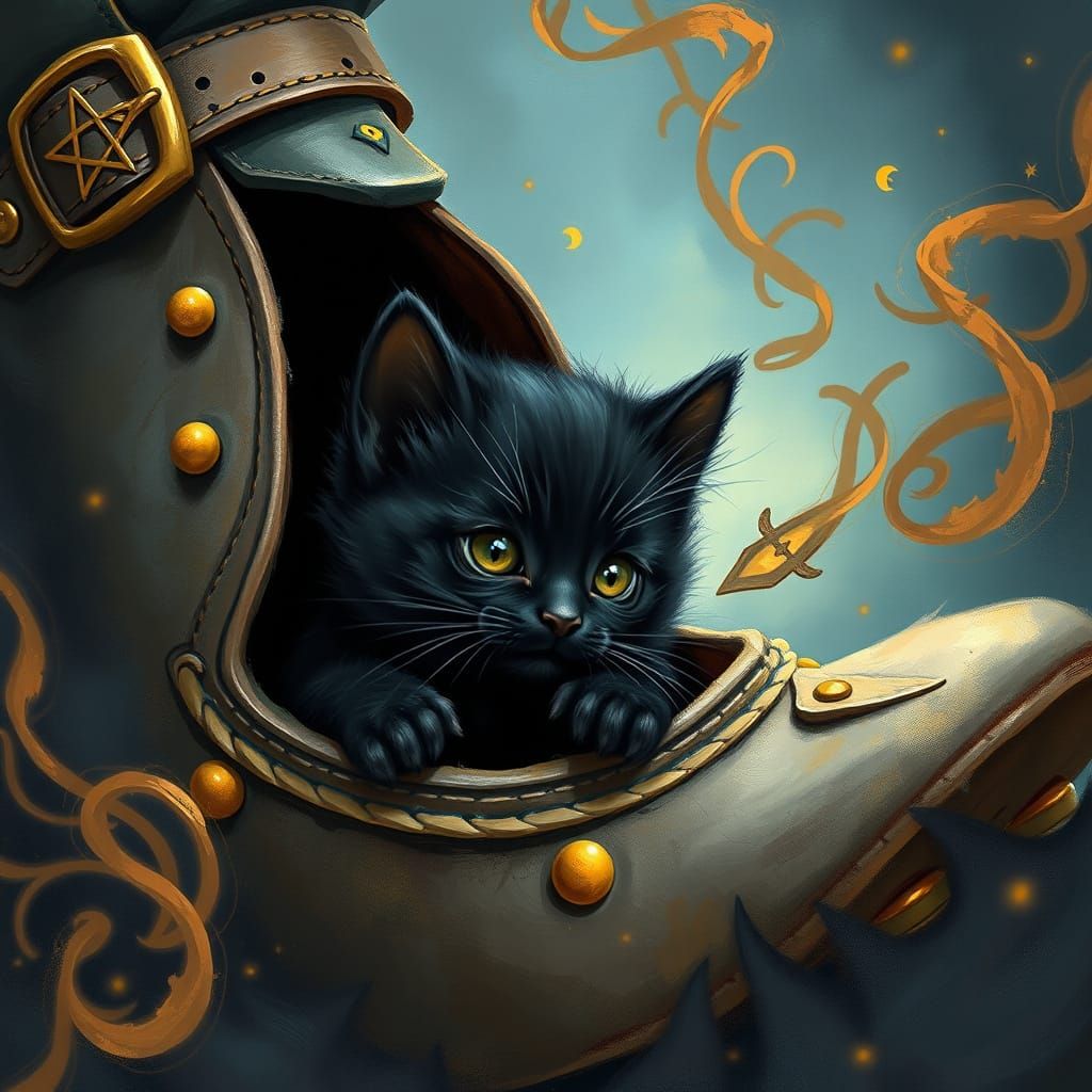 Mystical Kitten Emerges from Enchanted Shoe
