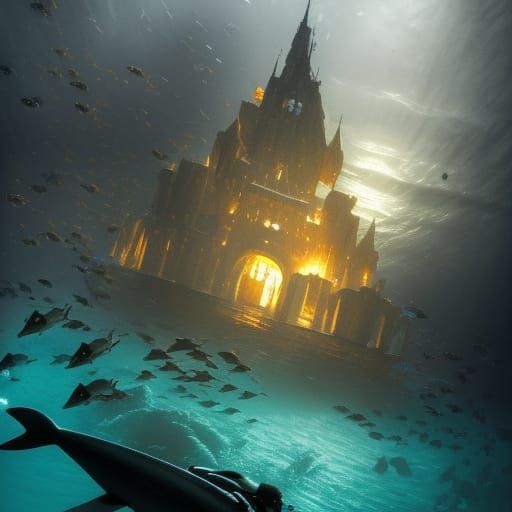 Magnificent Underwater Castle: A Dark Fantasy Masterpiece