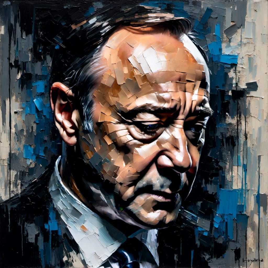 Dramatic Portrait in Dark Impasto Style