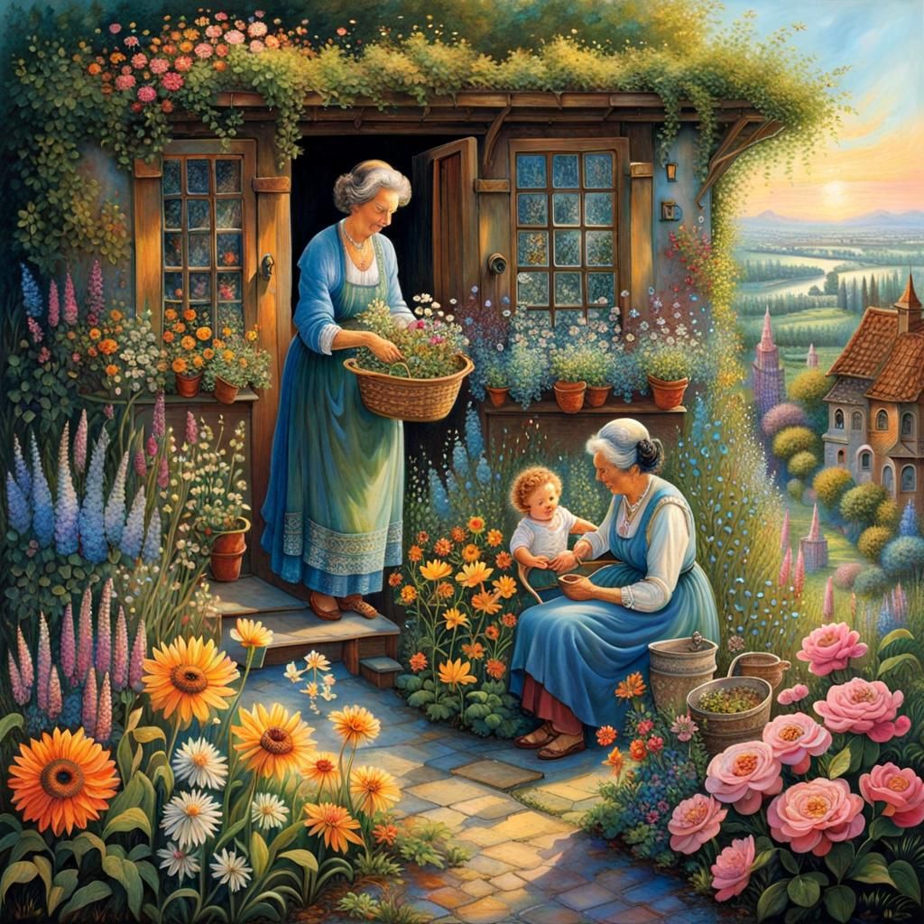 Rooftop Garden Oasis in Cyberpunk City