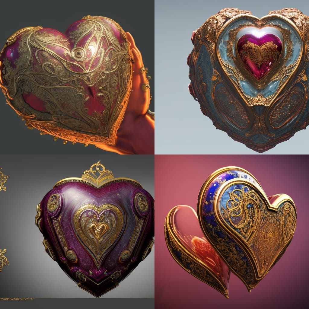 Faberge Heart in Hyperrealistic Style, Intricate Detail