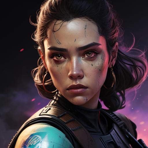 Hyperrealistic Rebel Femme in Splash Art Style