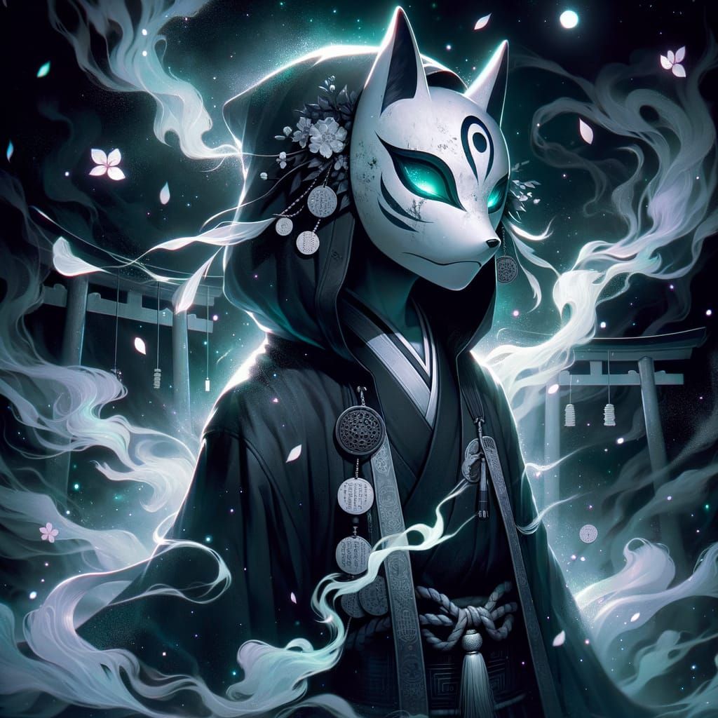 Ethereal Kitsune Spirit in Anime Style