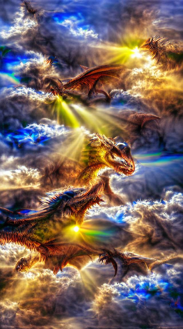 Dragon 8k resolution HDR deviantart volumetric lighting suns...