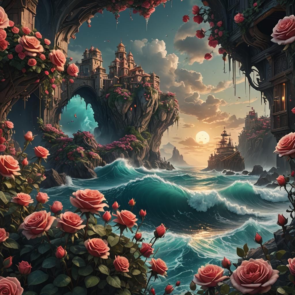 Algamar Ocean Roses: Detailed Matte Painting